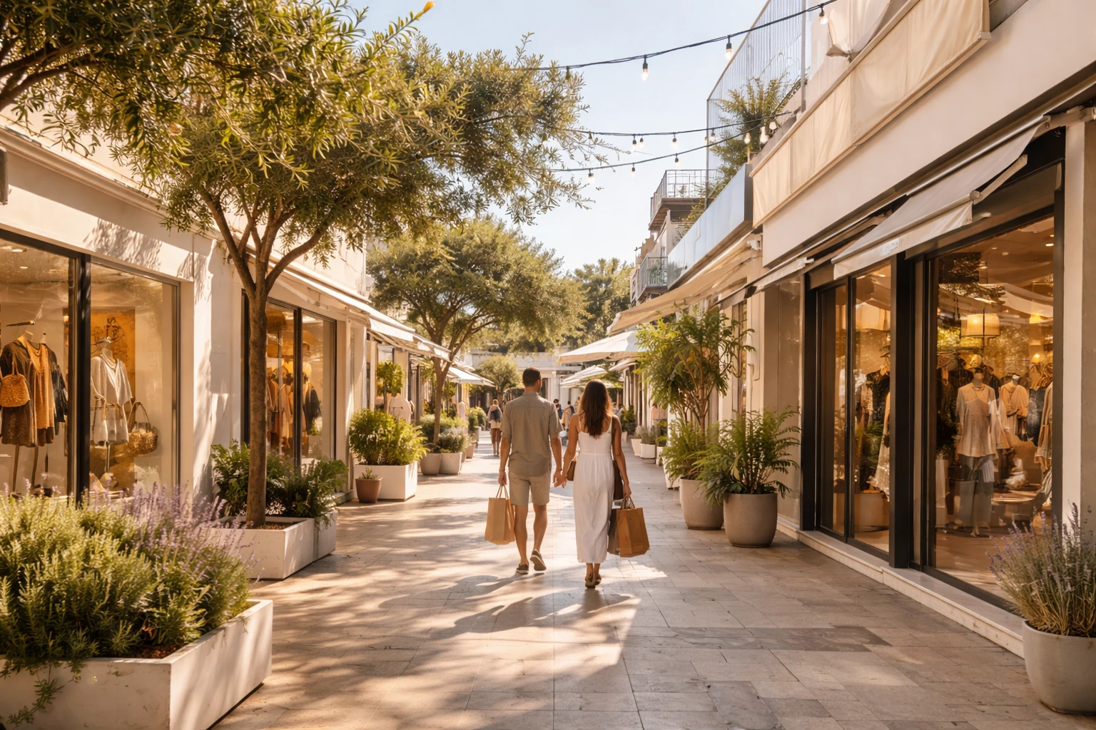 Open-air shopping area in the Spata and Rafina region.